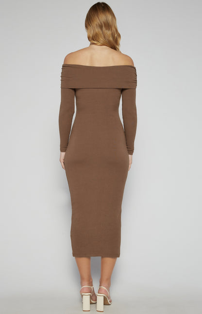 JENNI L/S DRESS-BROWN