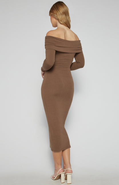 JENNI L/S DRESS-BROWN